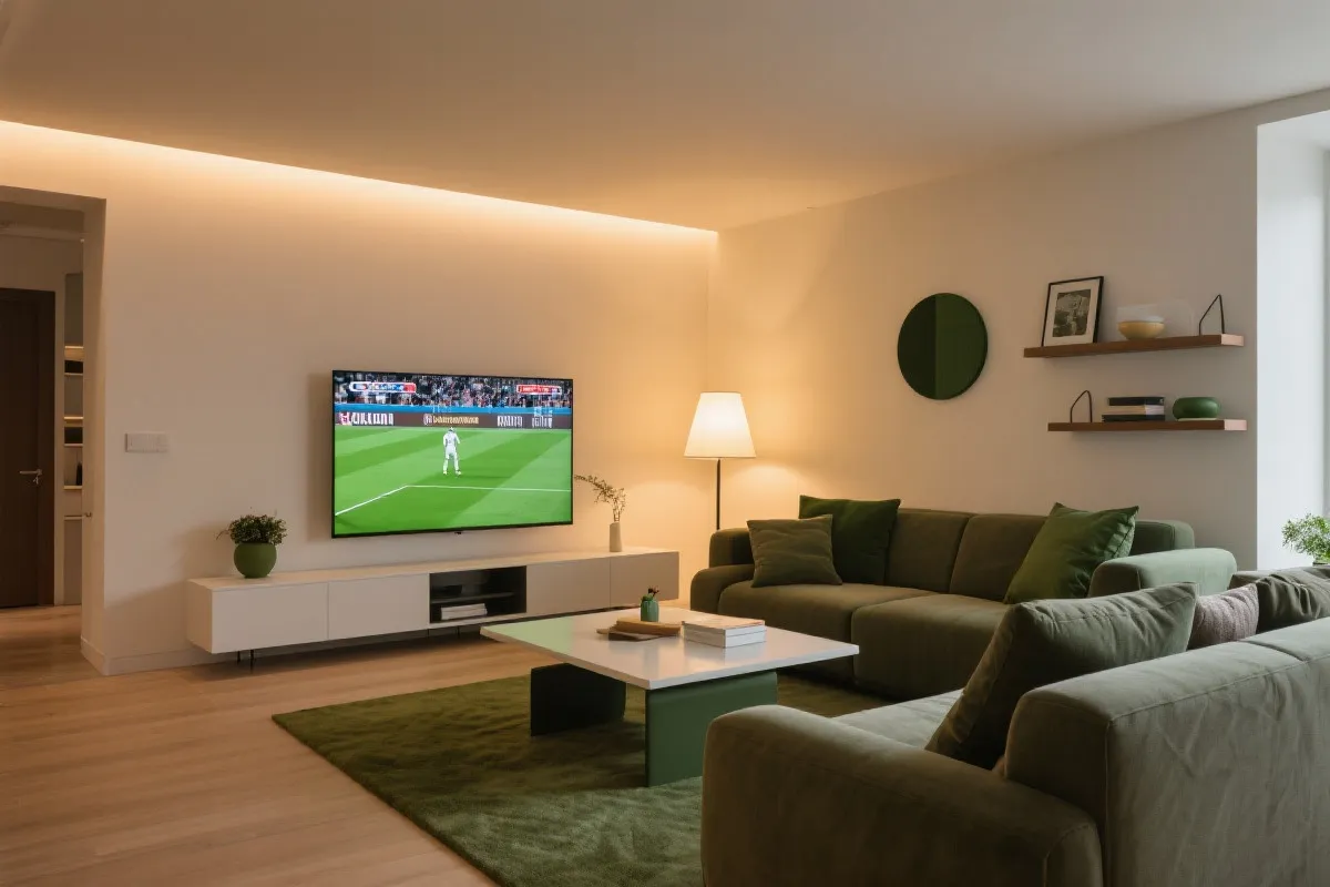 电视端观看世界杯的场景示意