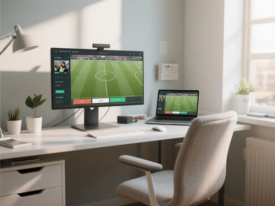 电脑端观看世界杯直播的桌面环境示意图
